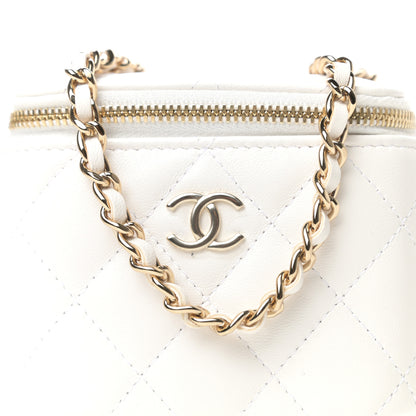 Chanel Lambskin Quilted Small Camellia Bow Vanity Case With Chain White 10 of 10
