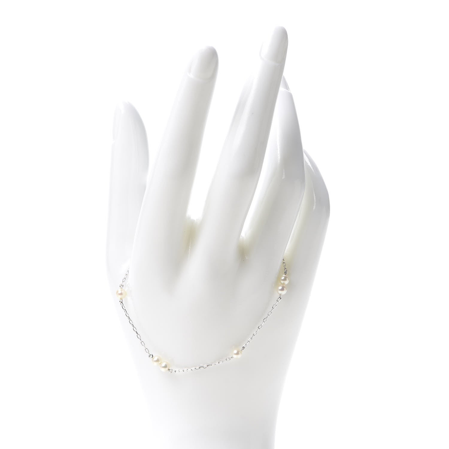 Mikimoto 18K White Gold Akoya Pearl 3.5-4mm Station Bracelet 2 of 4