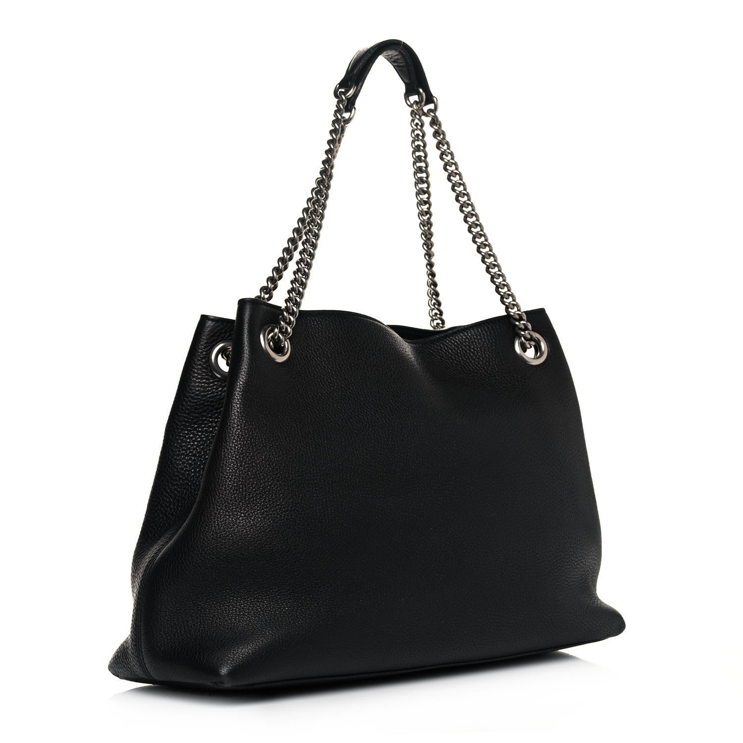 Gucci Pebbled Calfskin Studded Medium Soho Chain Shoulder Bag Black 3 of 11