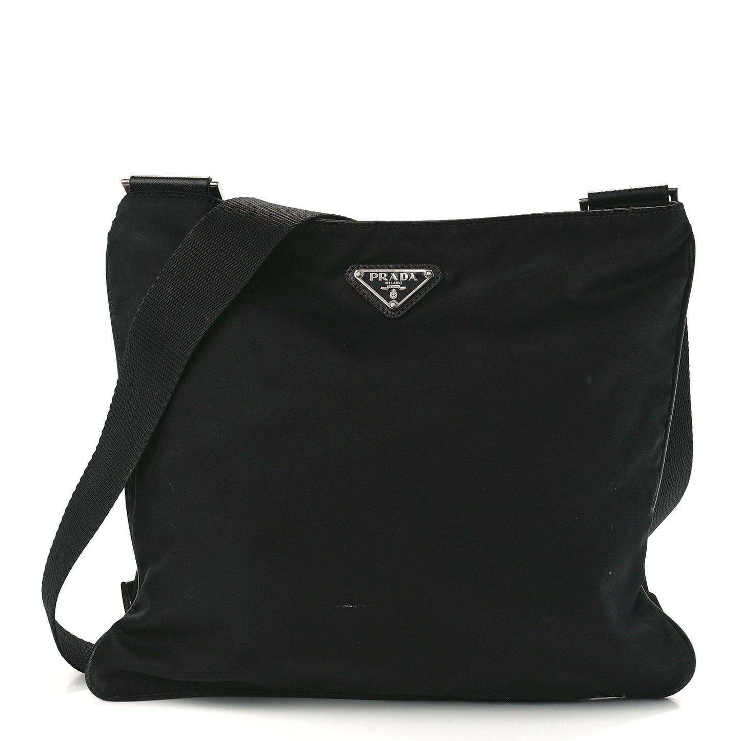 Tessuto Nylon Flat Messenger Bag Black