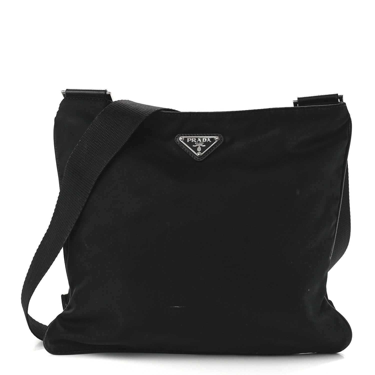 Prada Tessuto Nylon Flat Messenger Bag Black 1 of 12