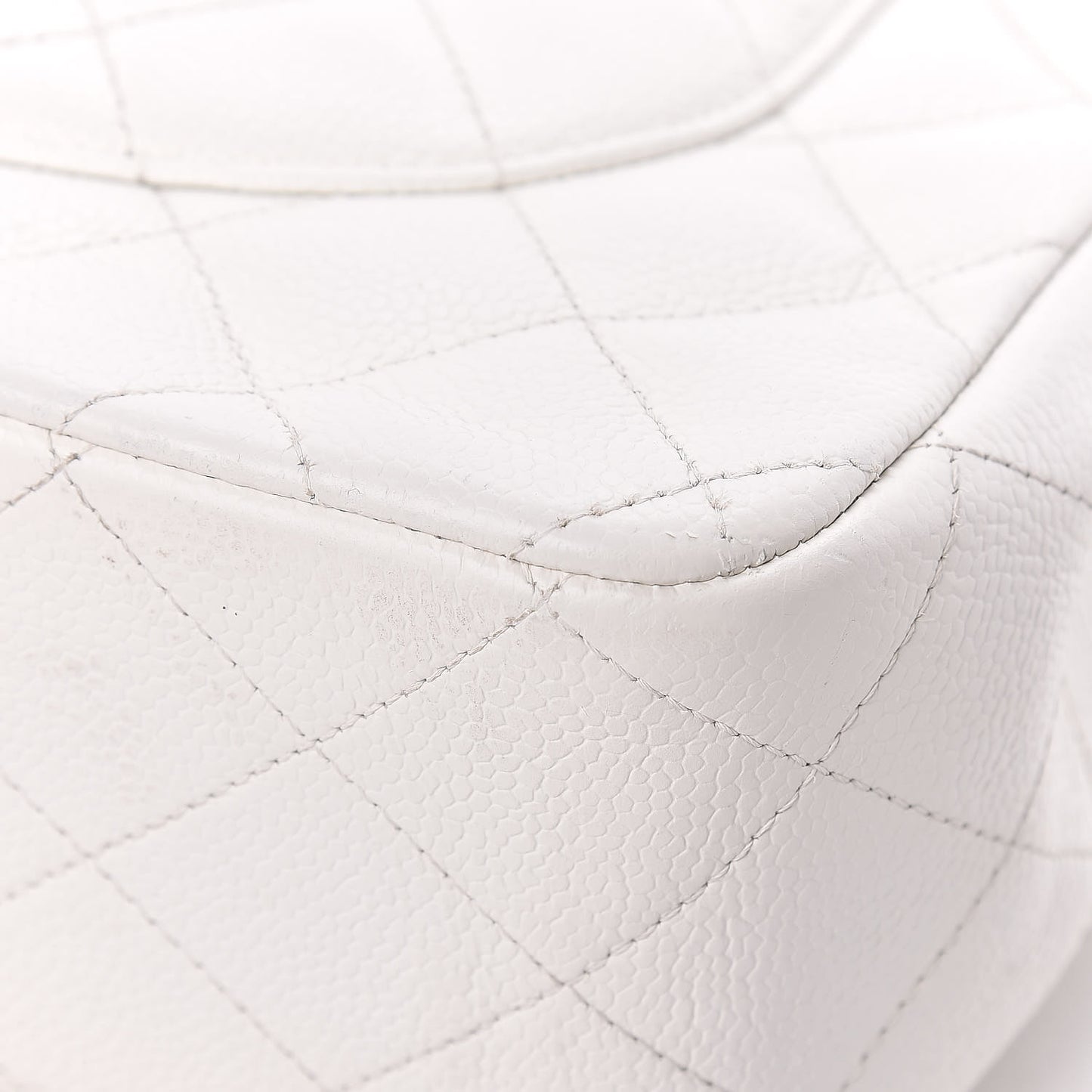 Caviar Quilted Jumbo Double Flap White