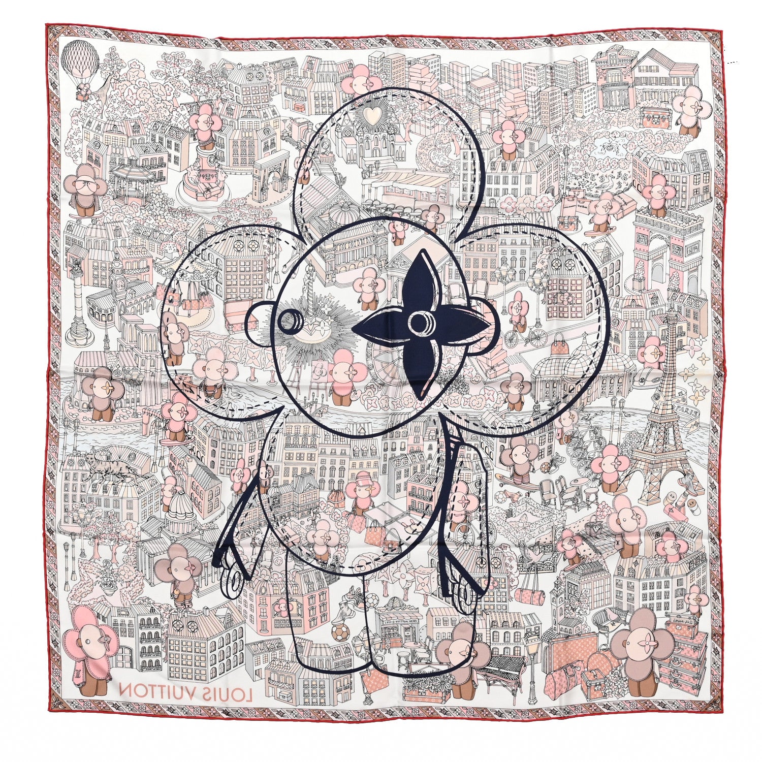 Louis Vuitton Silk Cache Cache Square 90 Scarf Pink 2 of 4