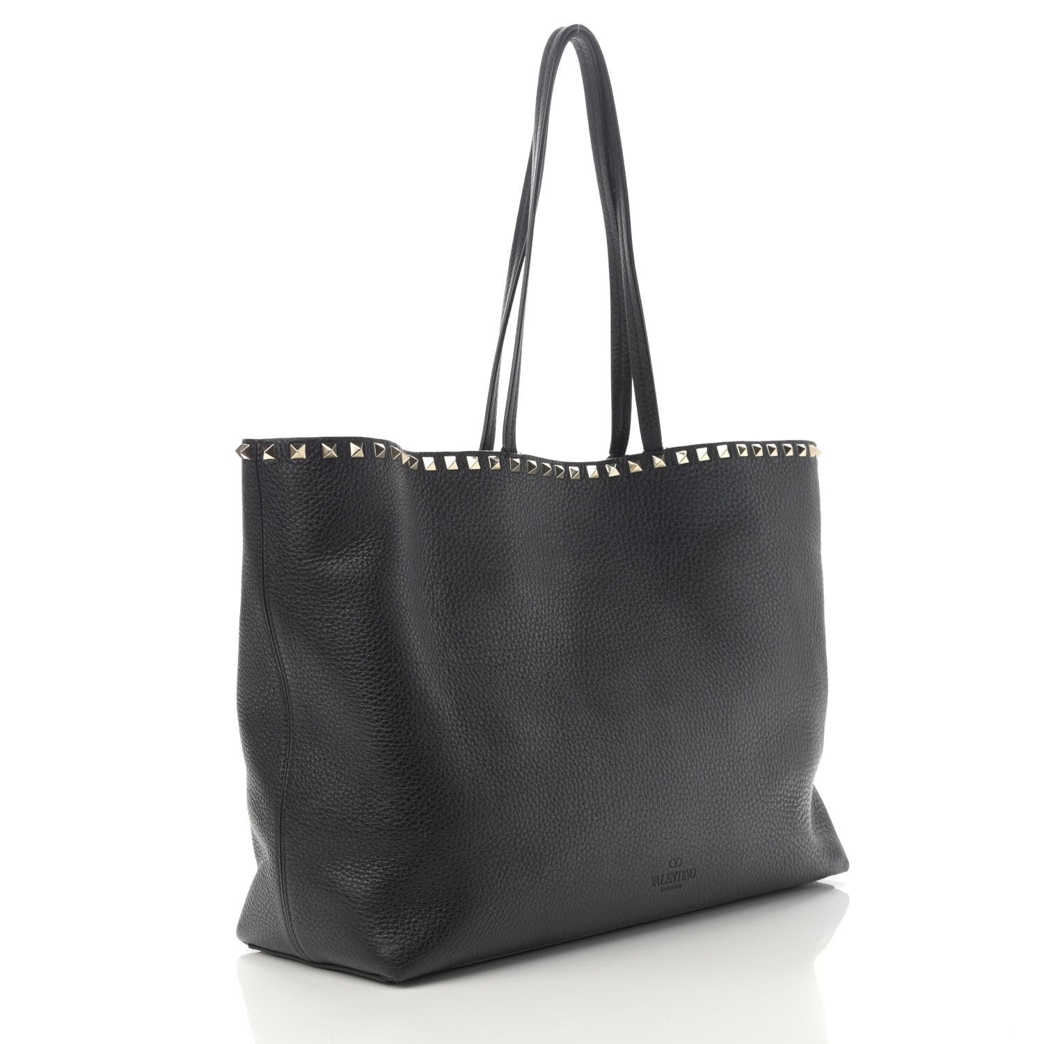 Valentino Garavani Grained Calfskin Rockstud Shoulder Tote Black 3 of 9