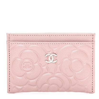 Chanel Goatskin Camellia Embossed Card Holder Wallet Light Pink 1 of 8
