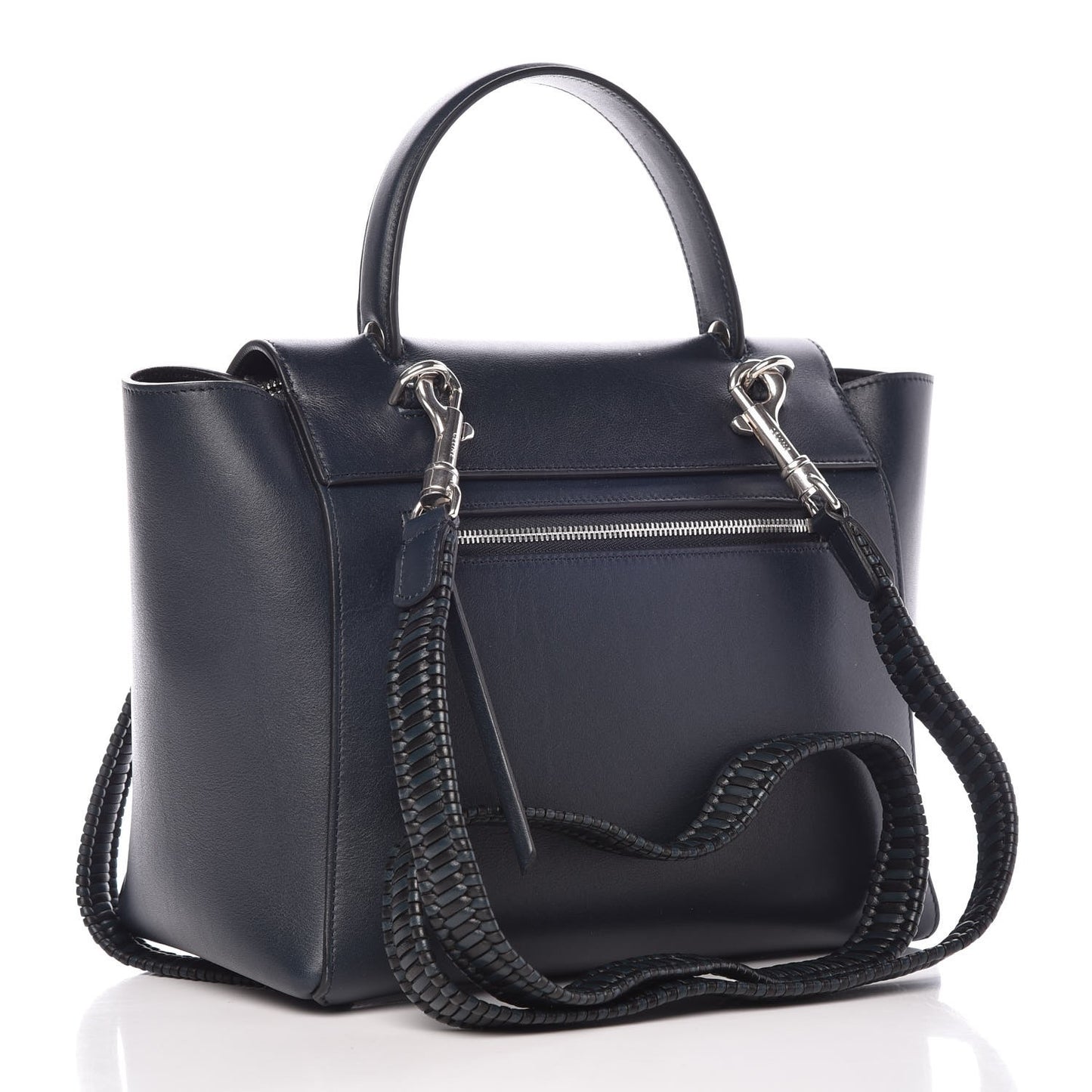 Smooth Calfskin Micro Bi-Color Braided Belt Bag Dark Sea