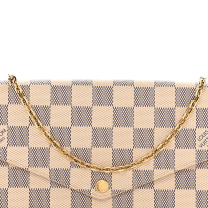 Louis Vuitton Damier Azur Pochette Felicie Chain Wallet Rose Ballerine 13 of 17