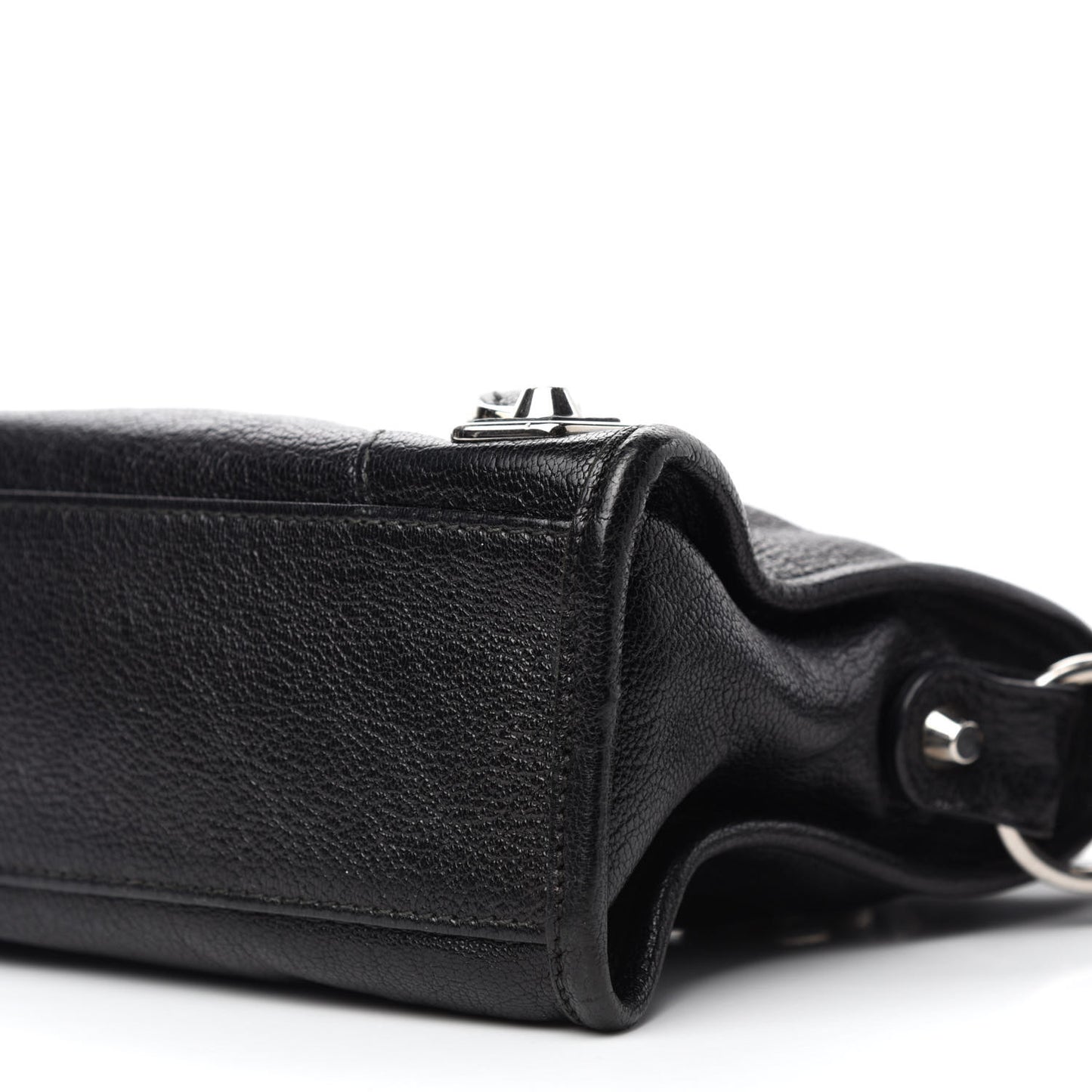 Chevre Silver Metallic Edge Hardware Mini City Black