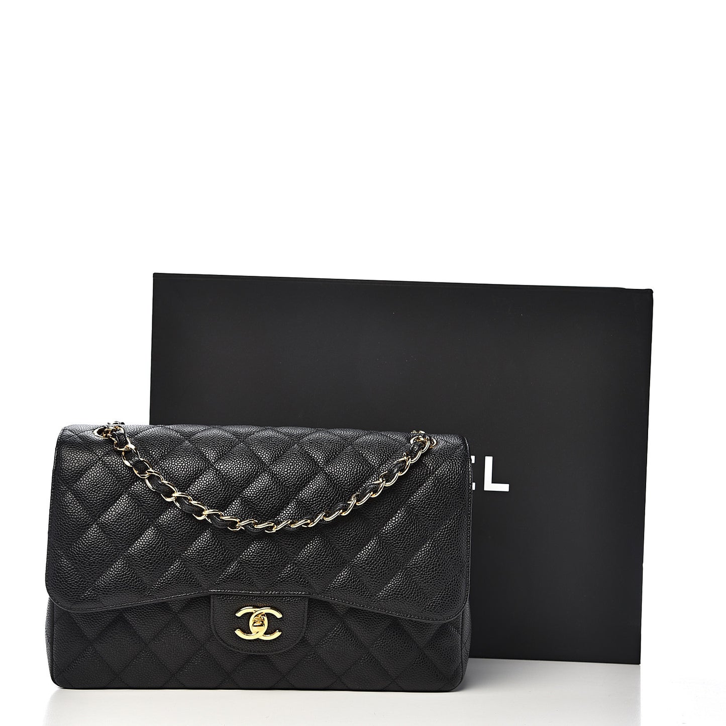 Caviar Quilted Jumbo Double Flap Black