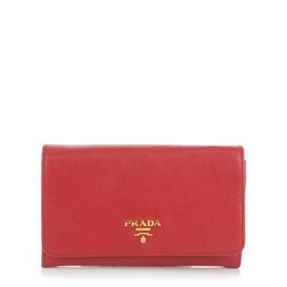 Prada Saffiano Metal Wristlet Wallet Fuoco 1 of 8