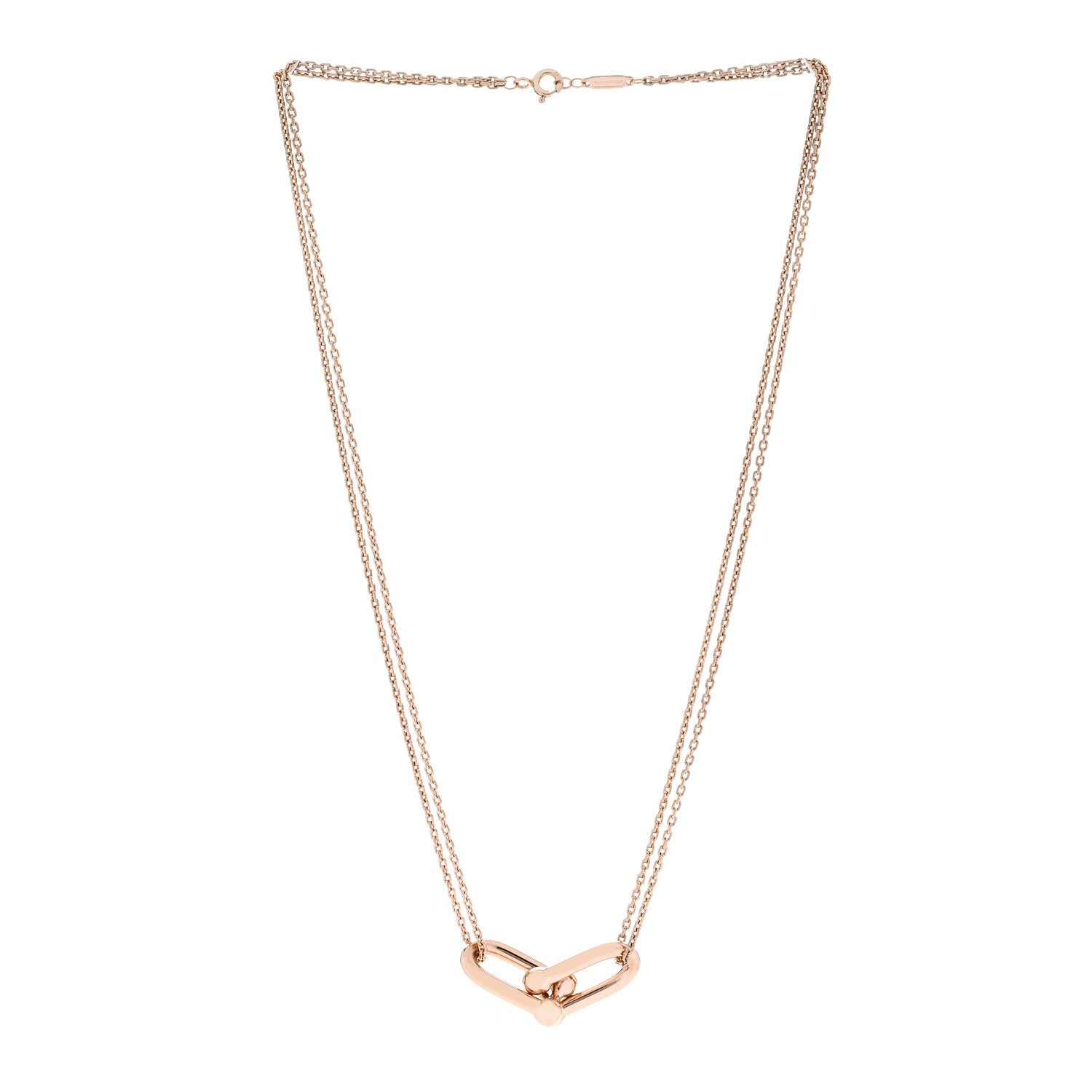 Tiffany 18K Rose Gold HardWear Double Link Pendant Necklace 3 of 7