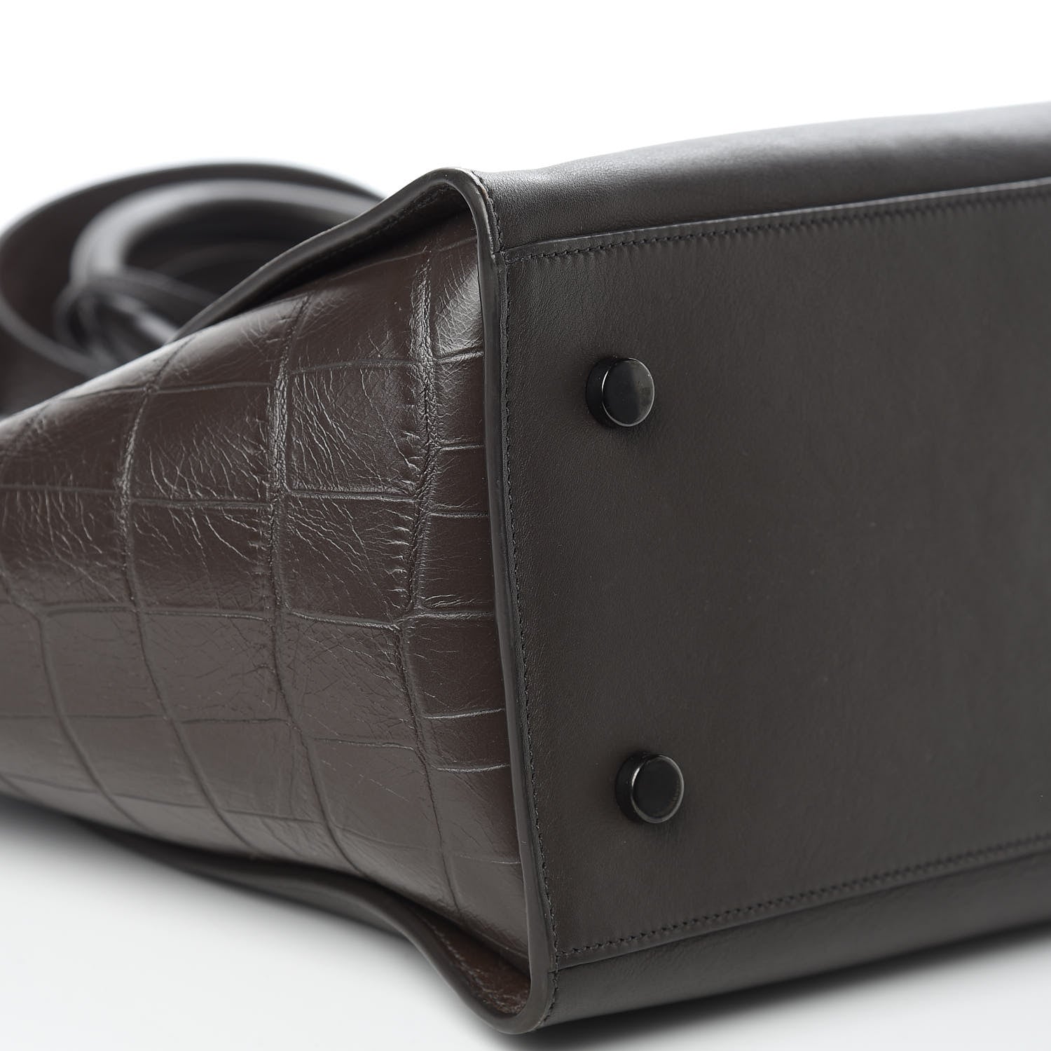 Saint Laurent Smooth Calfskin Crocodile Embossed Small Monogram Downtown Cabas Earth 7 of 9