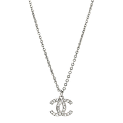 Chanel Crystal CC Pendant Necklace Silver 1 of 6