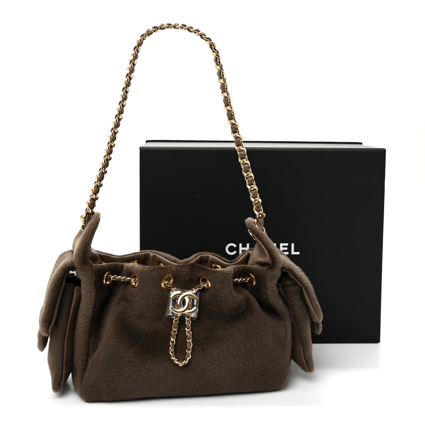 Pony Hair Mini Chanel 25 Handbag Dark Khaki