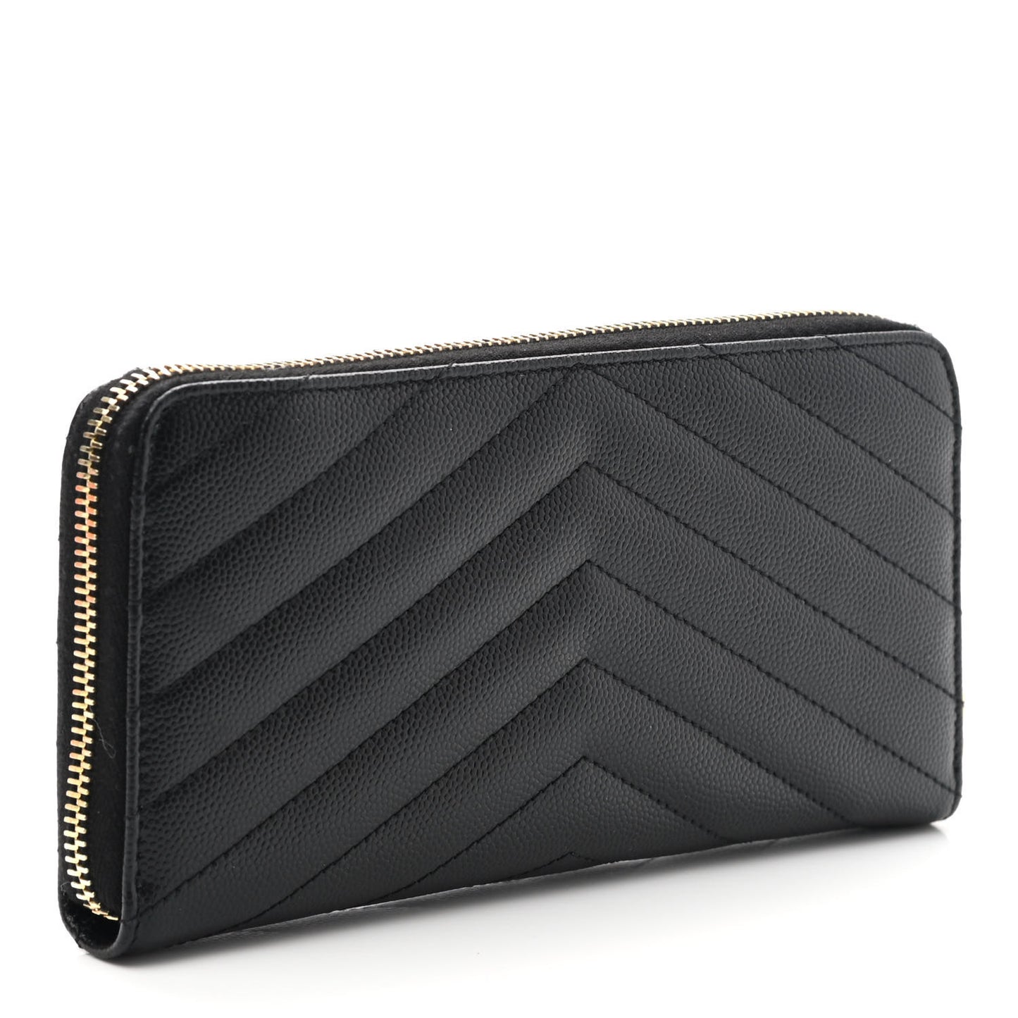 Grain De Poudre Matelasse Chevron Monogram Zip Around Wallet Black