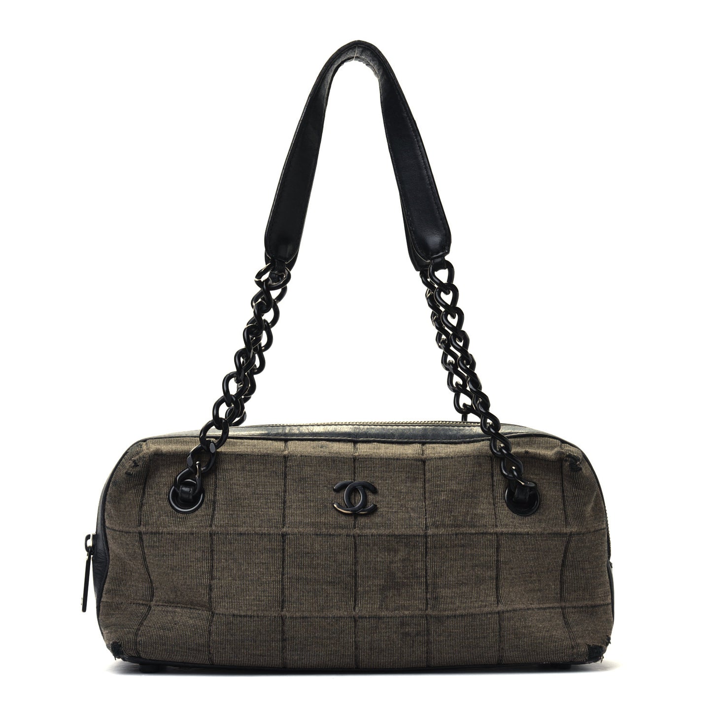 Jersey Quilted Chocolate Bar Shoulder Bag Grey
