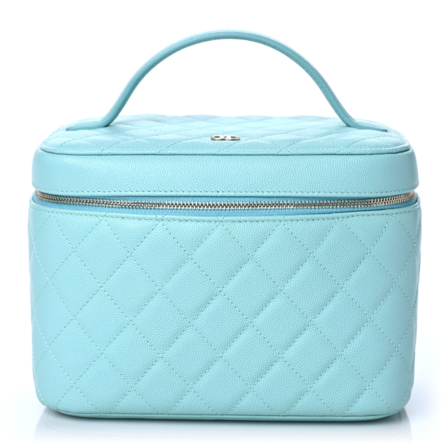 Caviar Quilted Large Vanity Pouch Light Blue