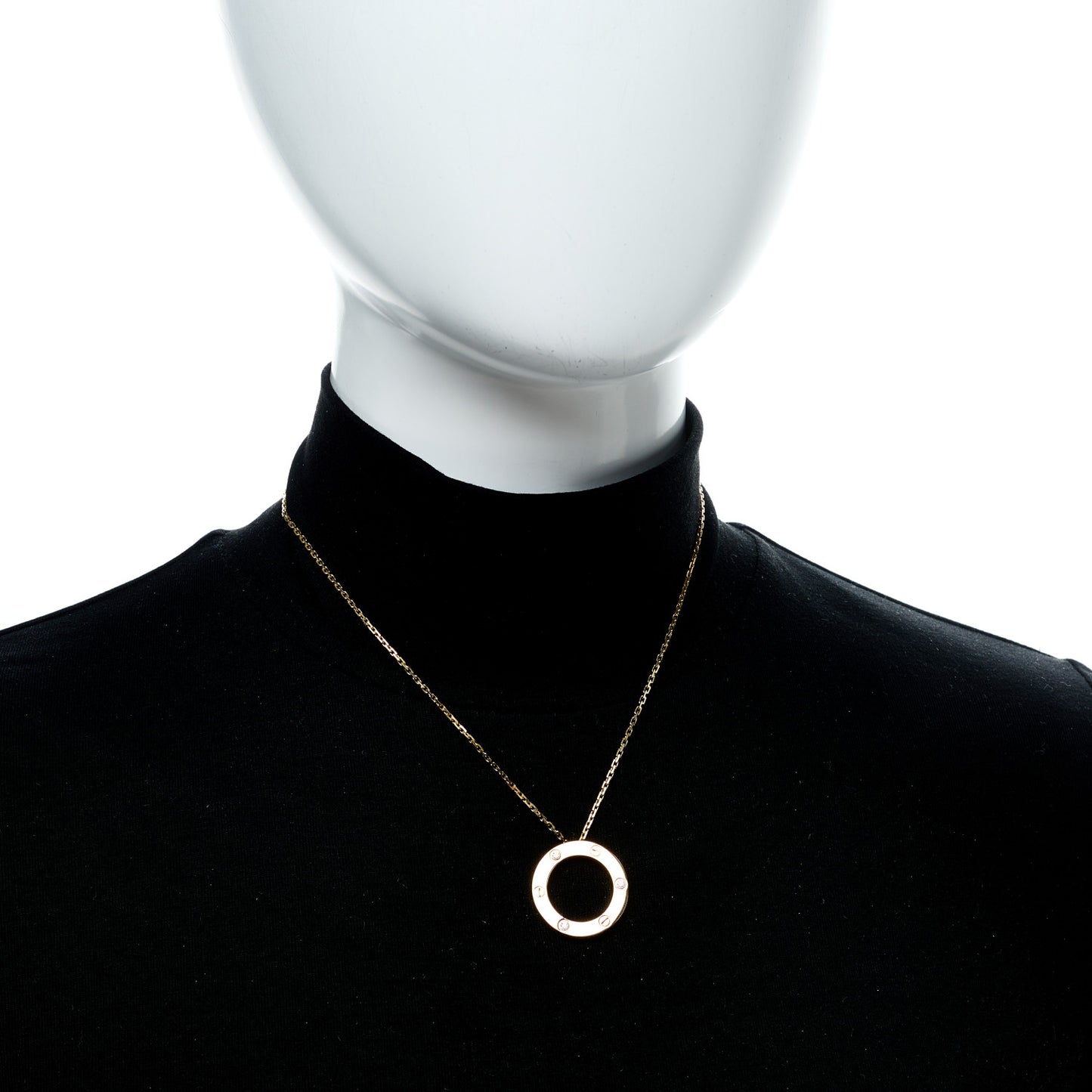 18K Yellow Gold 3 Diamonds LOVE Pendant Necklace