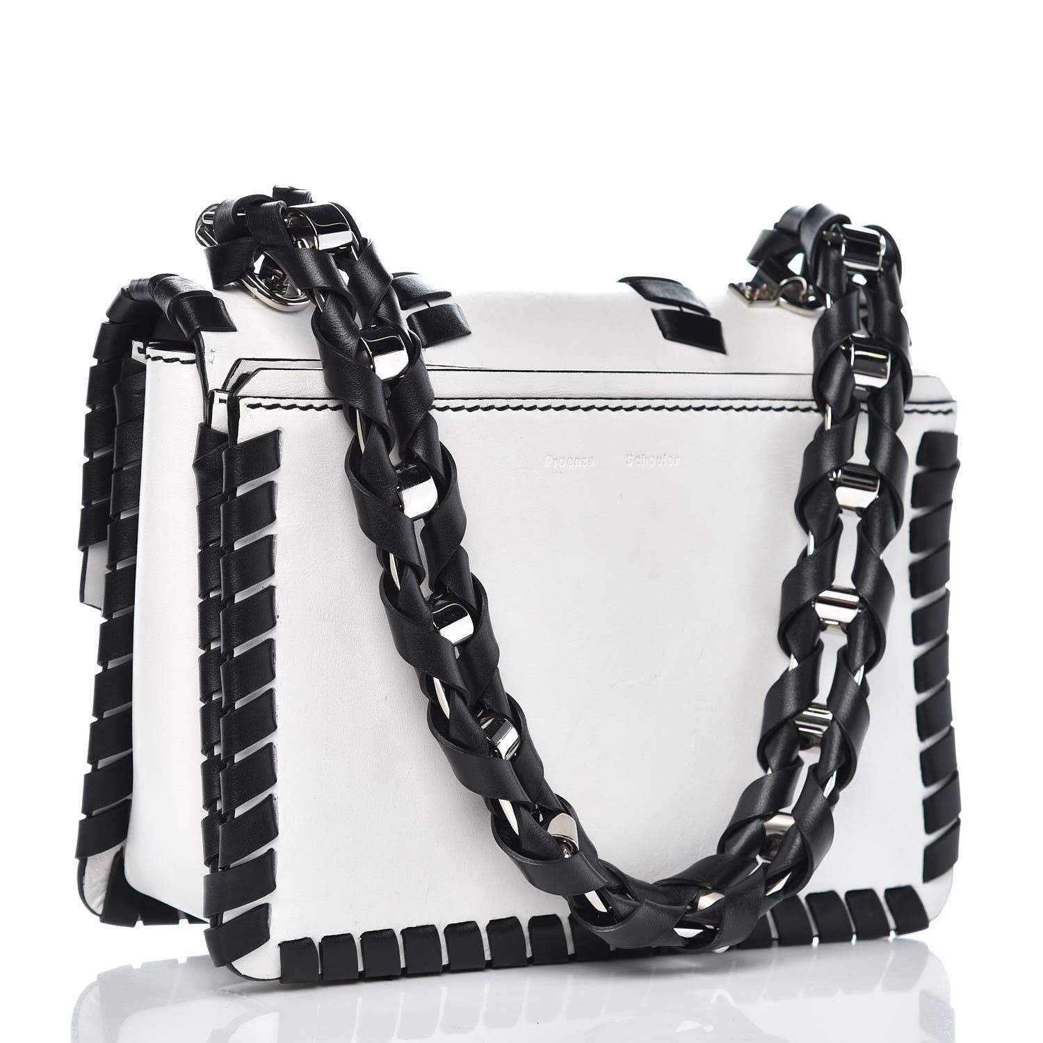 Proenza Schouler Calfskin Hava Whipstitch Shoulder Bag White Black 3 of 10