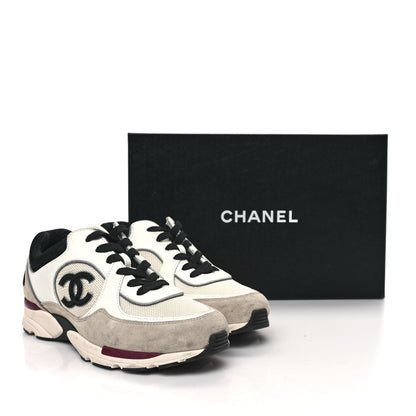 Chanel Mesh Suede Calfskin Womens CC Sneakers 38.5 White Ivory Beige 11 of 11