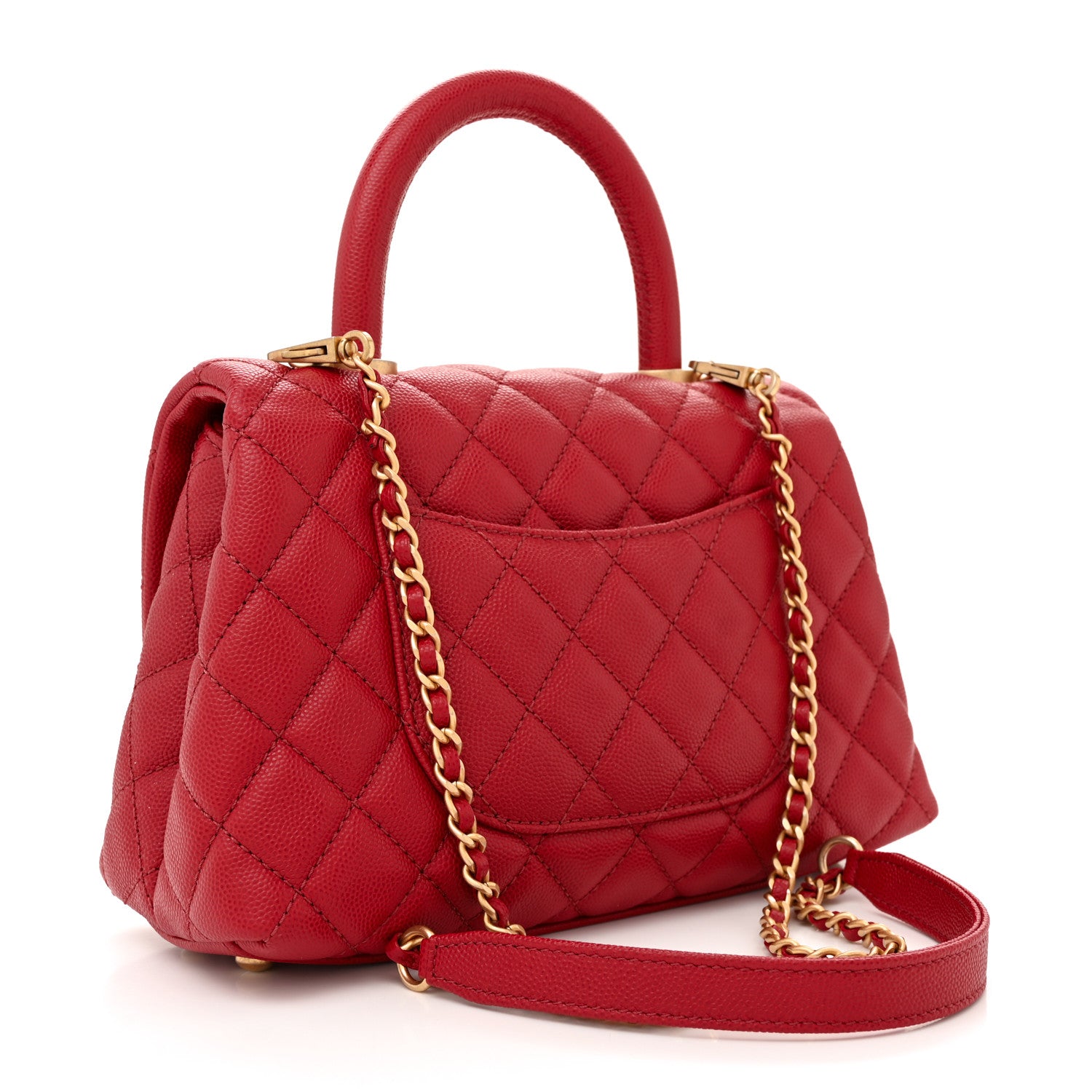 Chanel Caviar Quilted Mini Coco Handle Flap Red 3 of 12