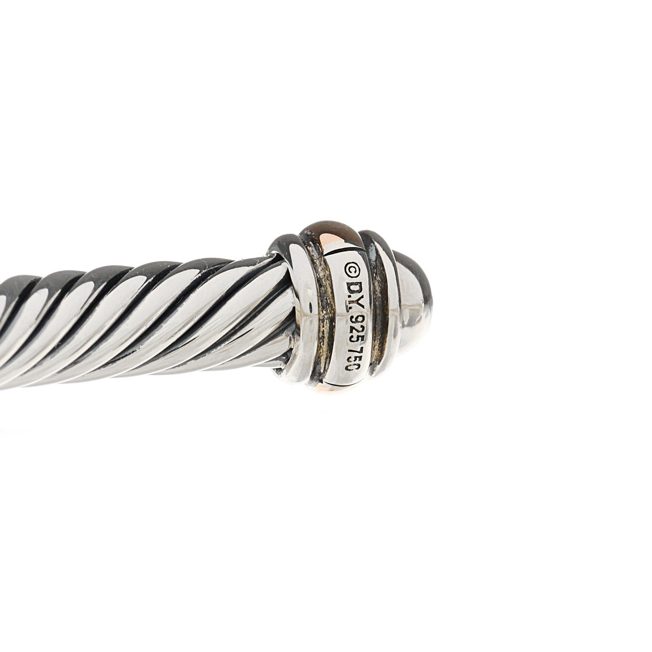 David Yurman Sterling Silver 18K Rose Gold 4mm Cable Classics Bracelet 3 of 4