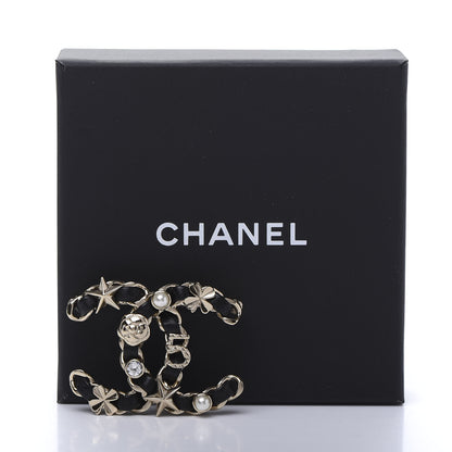 Chanel Lambskin Pearl Strass Sergeant Brooch Gold 5 of 5