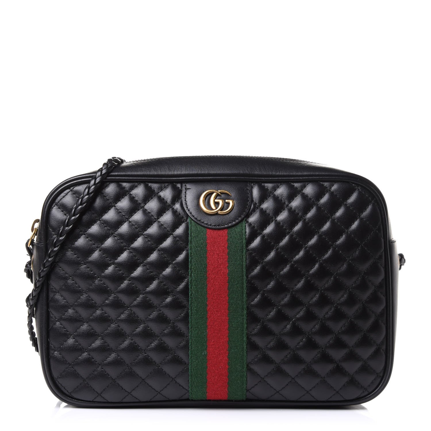 Gucci Calfskin Web Trapuntata Small GG Shoulder Bag Black 1 of 11