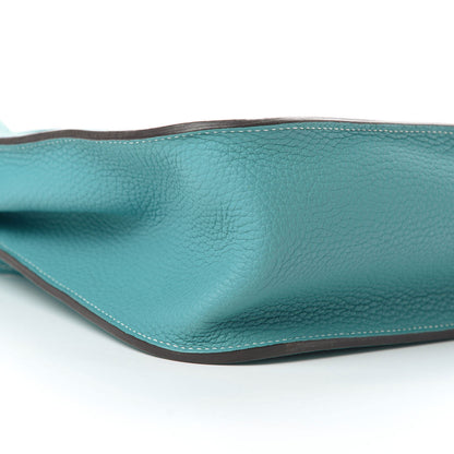 Hermes Taurillon Clemence Halzan 31 GM Bleu Jean 11 of 14