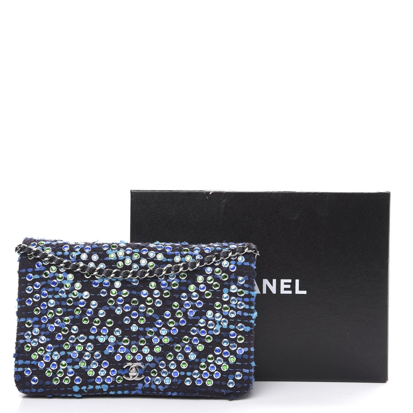 Crystal Tweed Wallet On Chain WOC Blue
