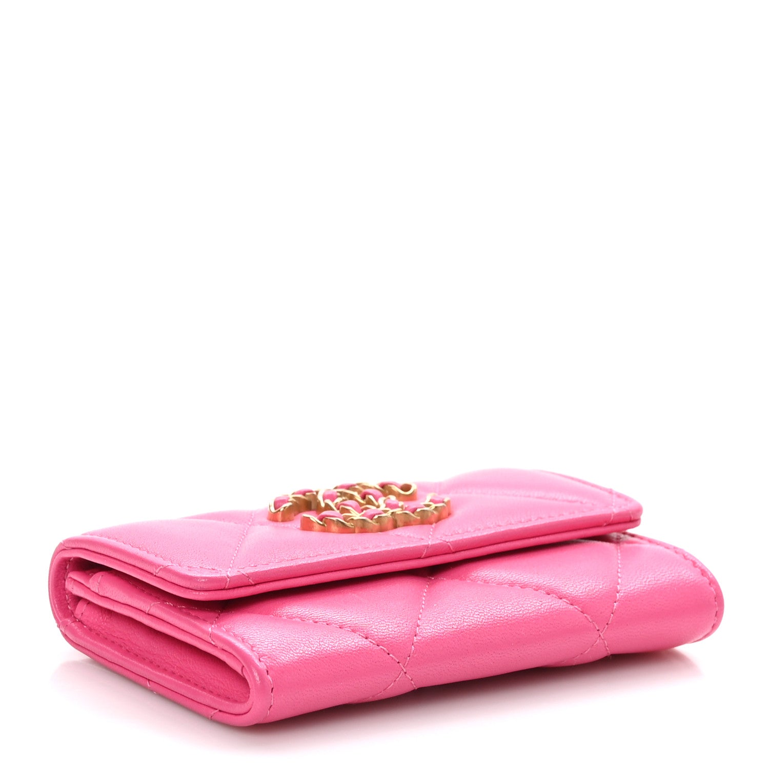 Chanel Lambskin Quilted Chanel 19 Flap Card Holder Pink 4 of 10