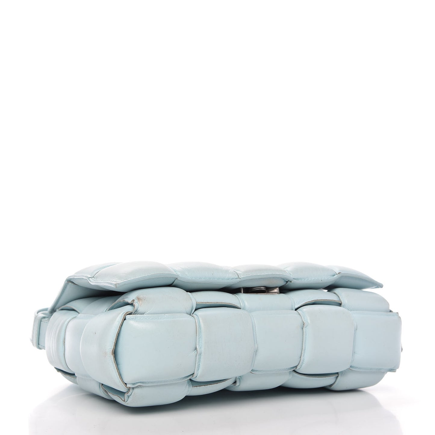 Paper Calfskin Maxi Intreccio Padded Cassette Crossbody Bag Ice