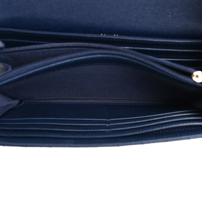 Chanel Caviar Quilted Crystal Long Flap Wallet Navy Blue 5 of 13