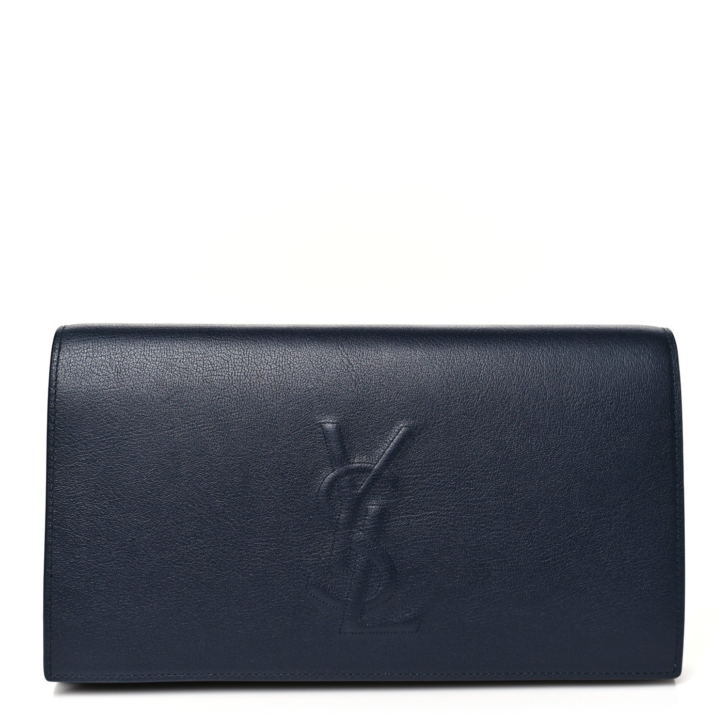 Saint Laurent Calfskin Monogram Large Belle De Jour Clutch Navy 1 of 8