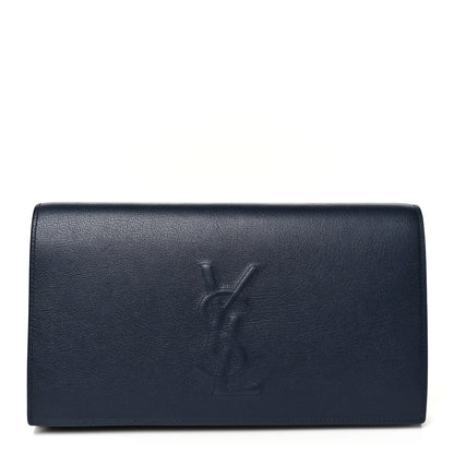Saint Laurent Calfskin Monogram Large Belle De Jour Clutch Navy 1 of 8