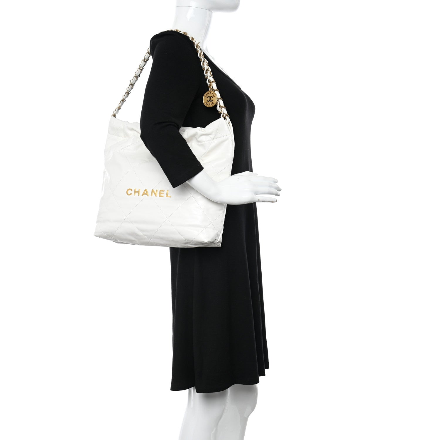 Chanel Shiny Calfskin Quilted Small Chanel 22 White 2 of 12