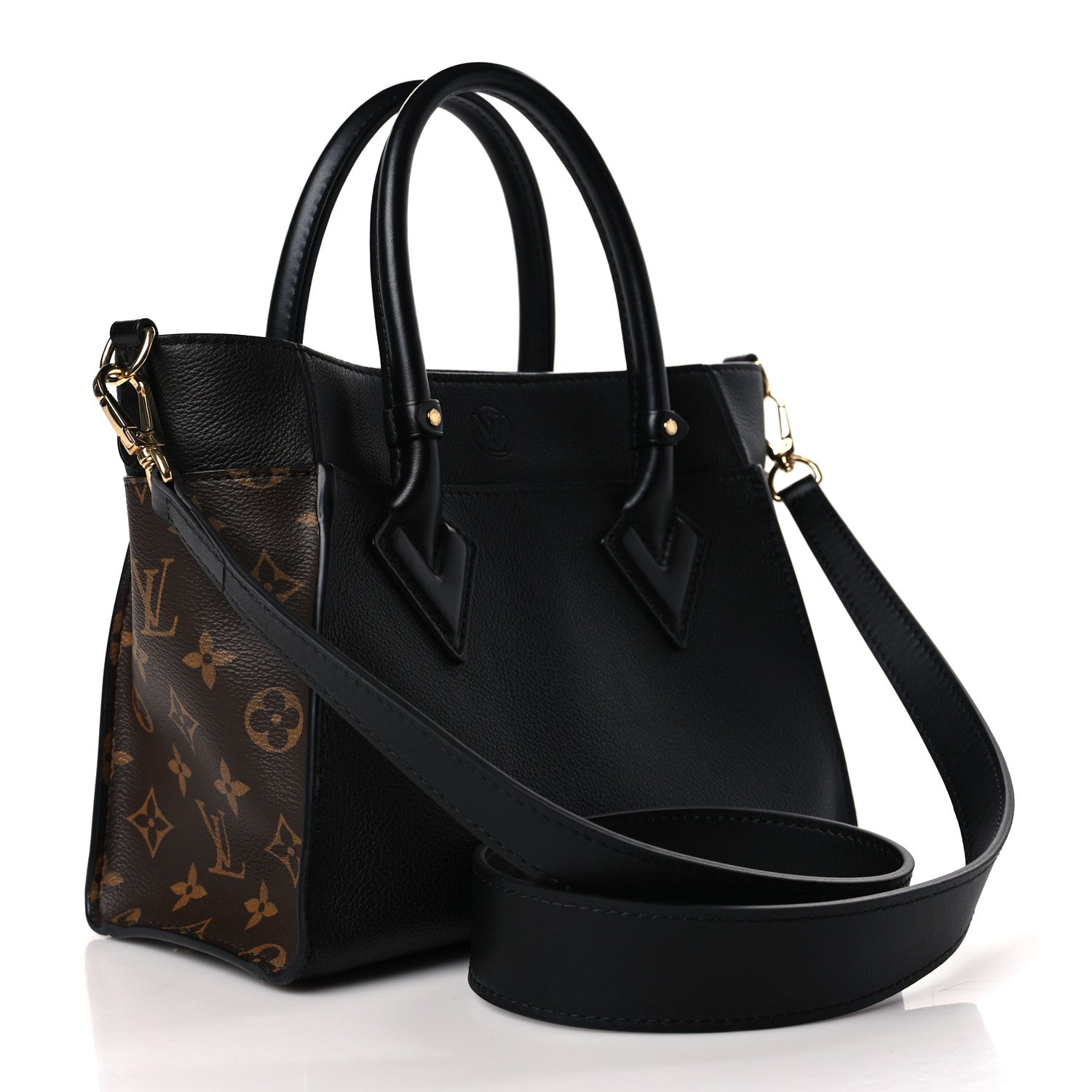 Louis Vuitton Calfskin Monogram On My Side PM Black 3 of 8