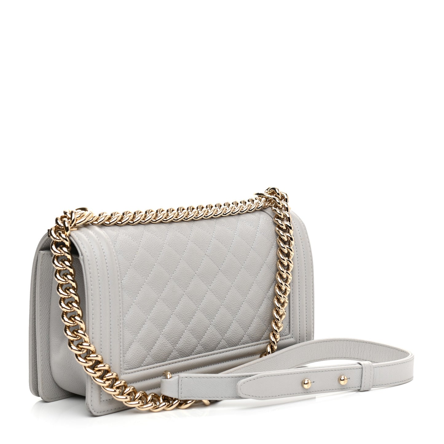 Caviar Quilted Medium Boy Flap Light Grey