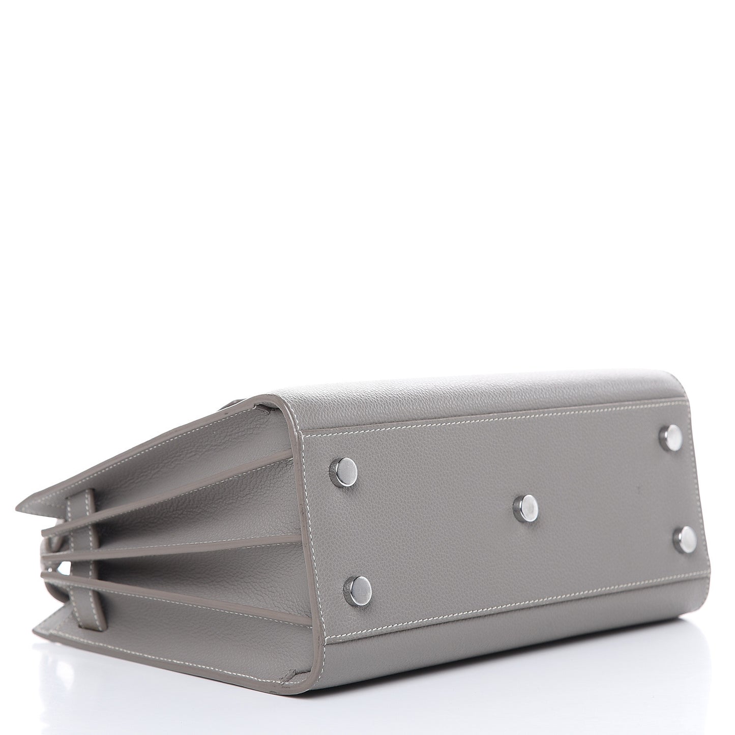 Grained Calfskin Topstich Baby Sac De Jour Fog