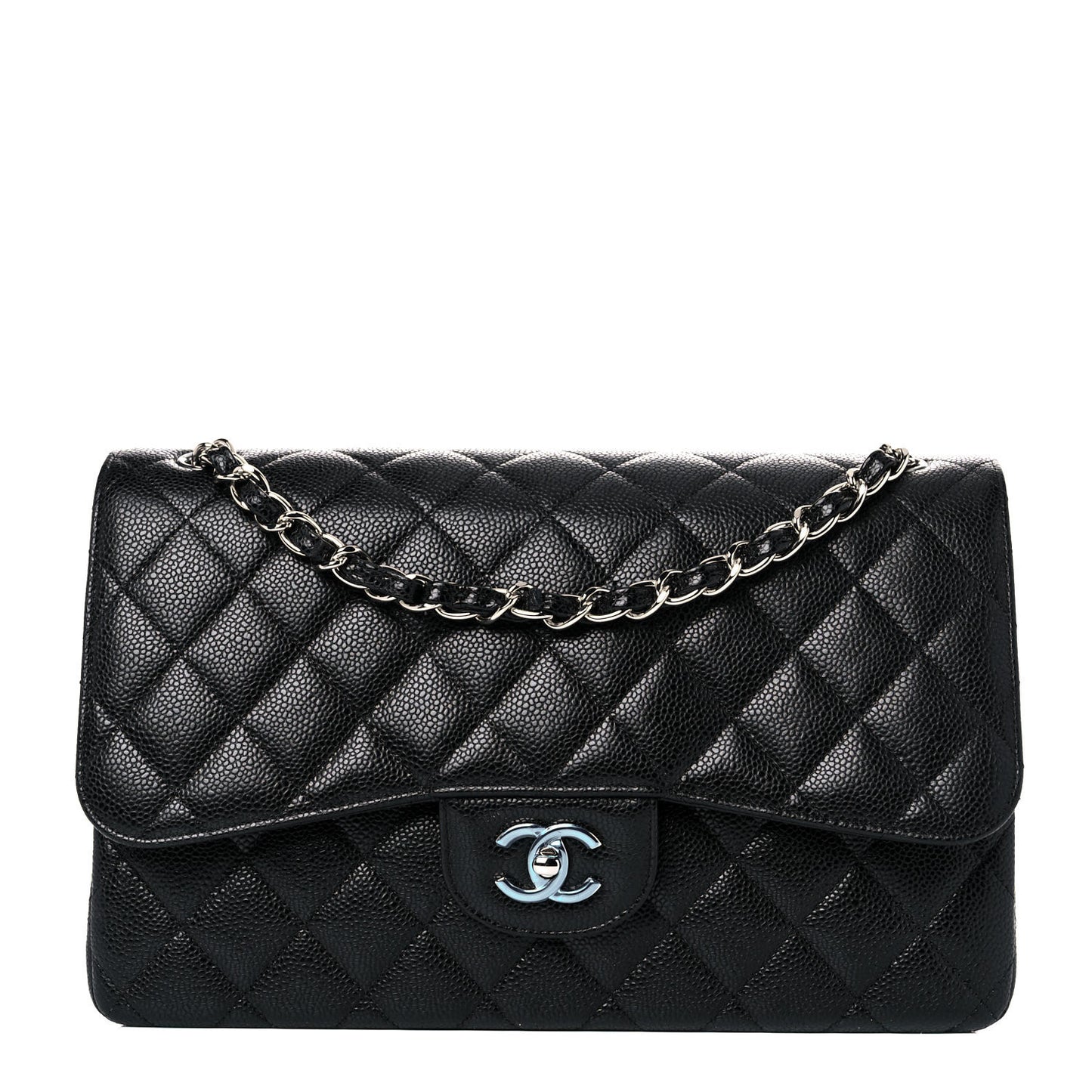 Caviar Quilted Jumbo Double Flap Black
