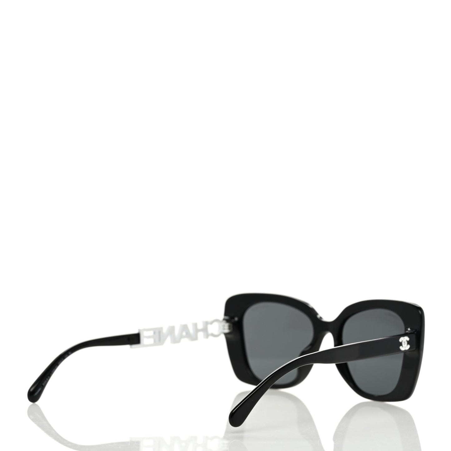 Acetate Strass Square Sunglasses Black White