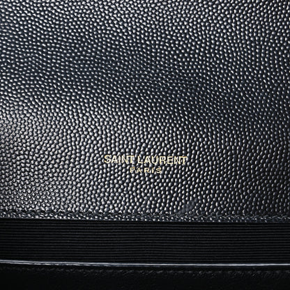 Saint Laurent Grain De Poudre Textured Mixed Matelasse Triquilt Medium Monogram Satchel Black 6 of 11