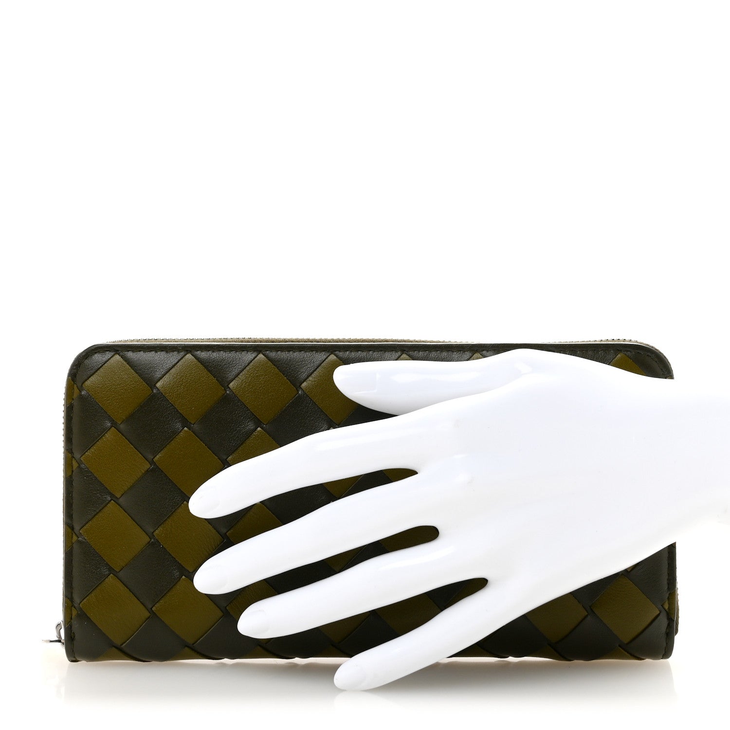 Bottega Veneta Nappa Intrecciato Zip Around Wallet Kaki Fondent Mustard 2 of 7