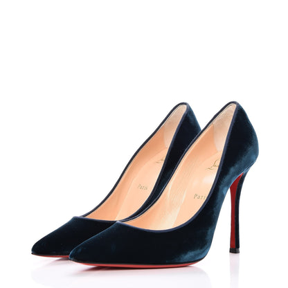 Christian Louboutin Velvet Decoltish 100 Pumps 39.5 Petrol 3 of 8