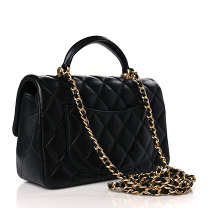 Chanel Lambskin Quilted Mini Top Handle Rectangular Flap Black 3 of 9