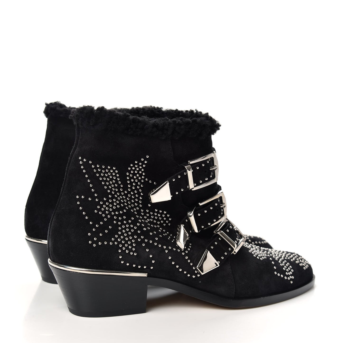 Shearling Studded Susanna Ankle Boots 38 Black