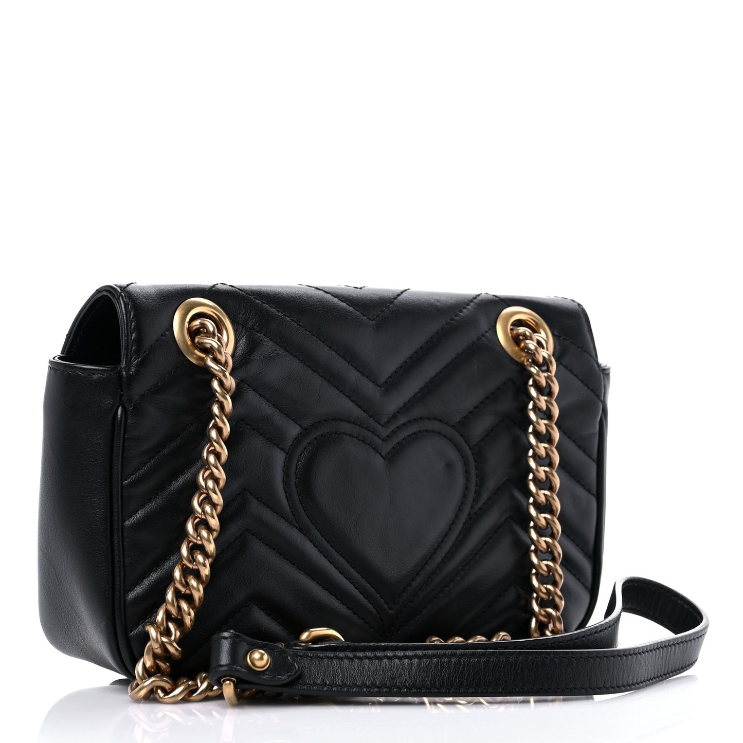 Calfskin Matelasse Mini GG Marmont Shoulder Bag Black