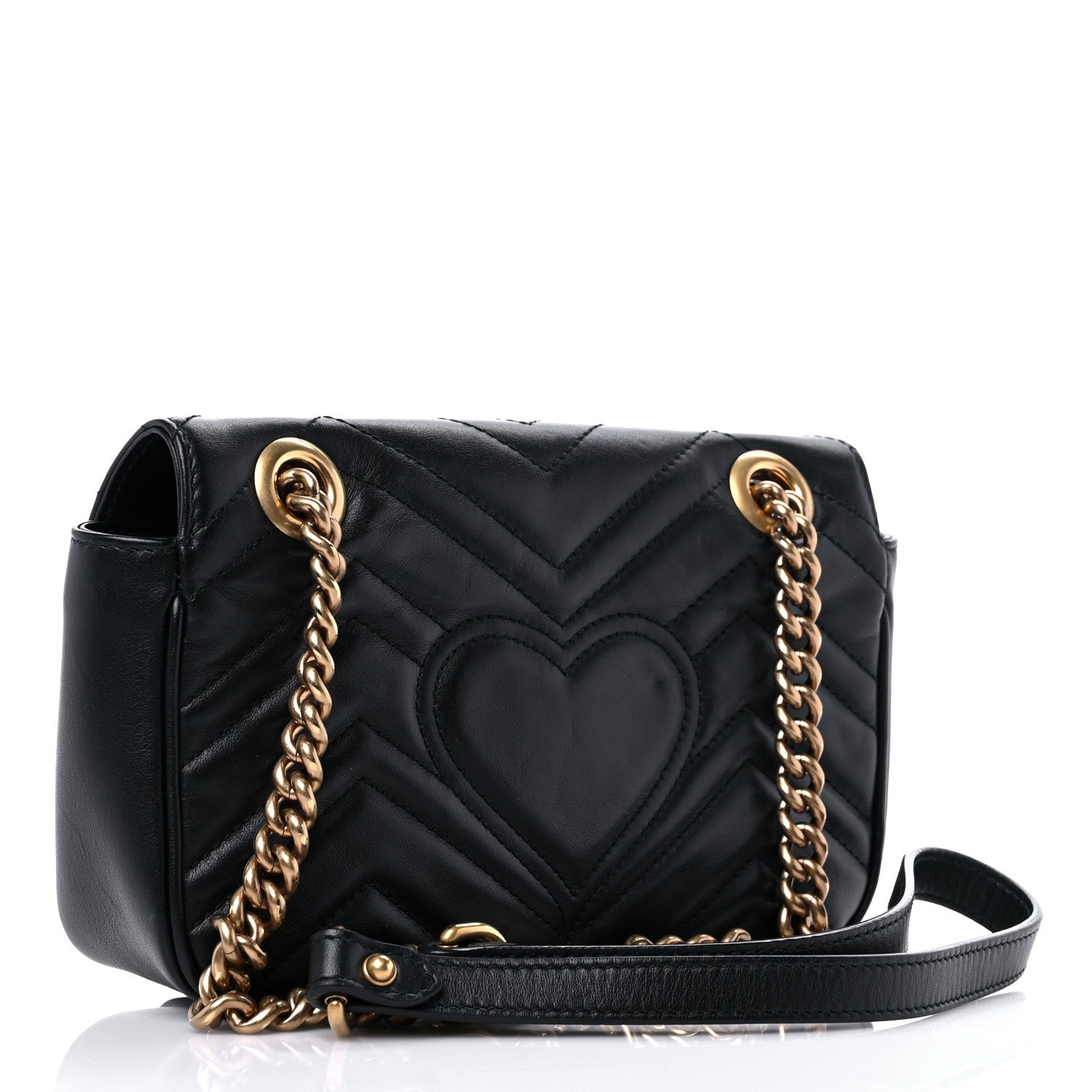 Gucci Calfskin Matelasse Mini GG Marmont Shoulder Bag Black 2 of 10