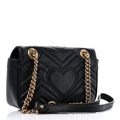 Gucci Calfskin Matelasse Mini GG Marmont Shoulder Bag Black 2 of 10