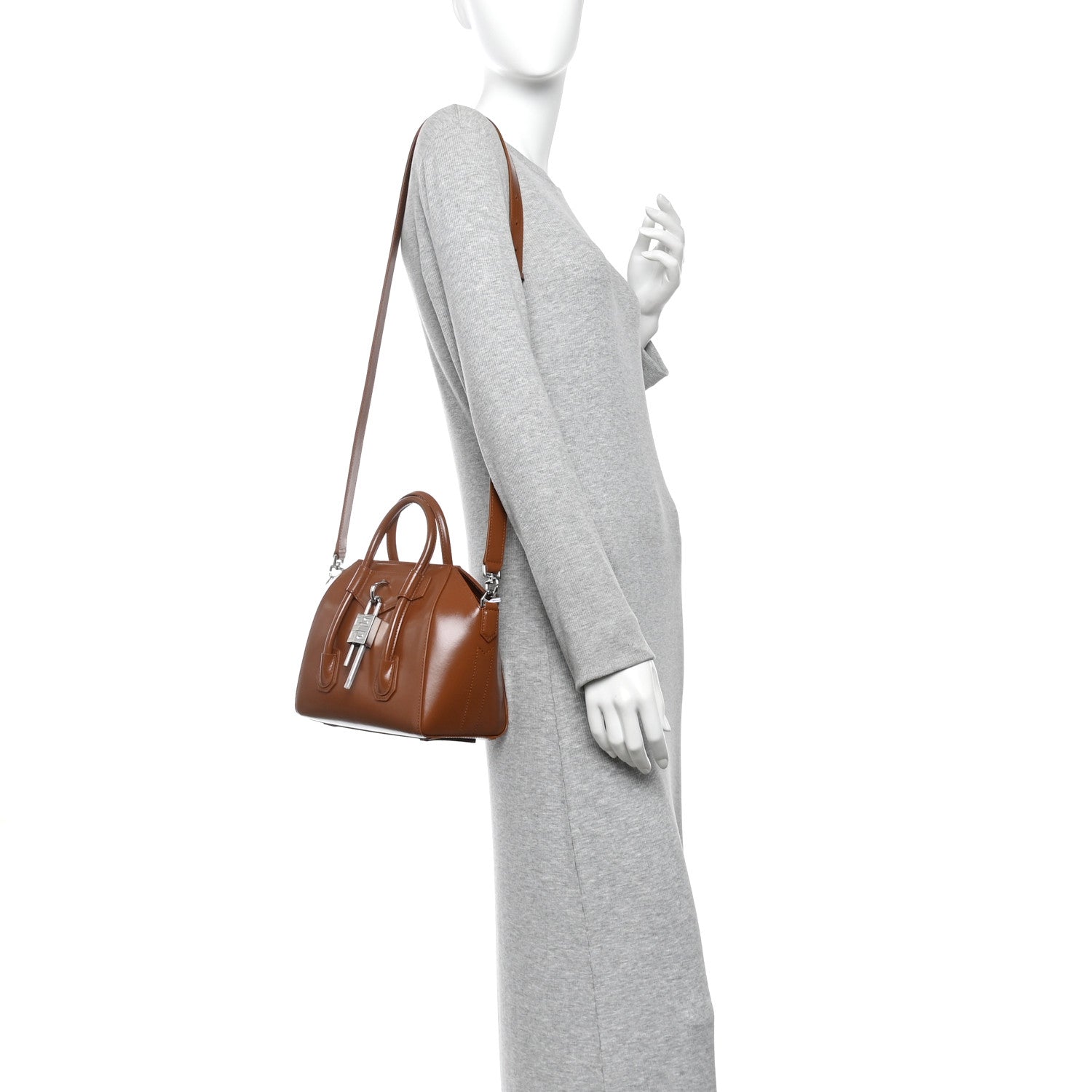 Givenchy Box Calfskin Mini Lock Antigona Shoulder Bag Beige Chestnut 2 of 10